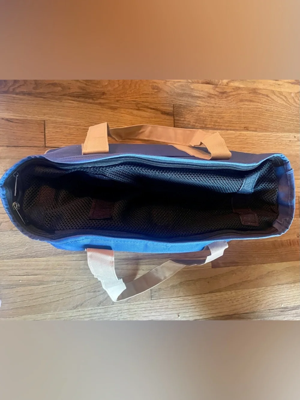 Navy and Beige Small Pet Carrier